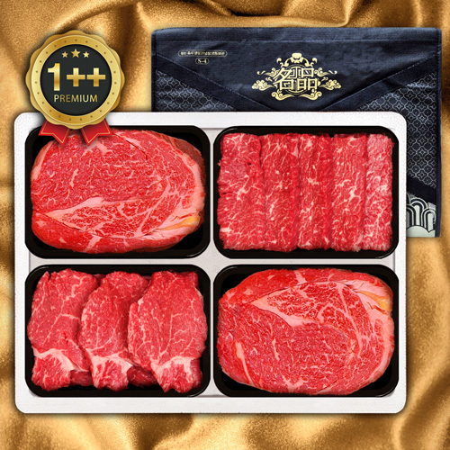 [횡성투뿔]1++횡성한우 4P 15호 1.2kg(등/등/특/안300)